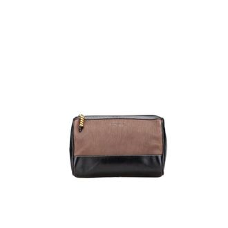 Loewe Pre-owned Pouch met textuurleer en ritssluiting met metallic detail - Dames - Pre-owned - Bruin - Maat: ONE Size Leer