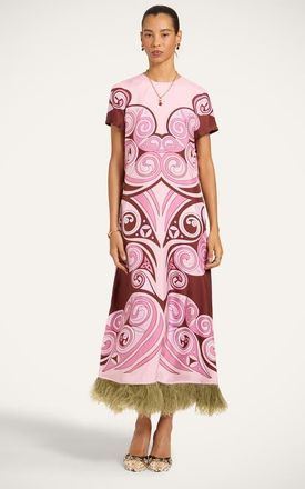 La DoubleJ Swing Dress in Kells Swirl Plac&eacute;e Mauve at Nordstrom, Size 38