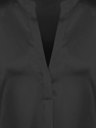 Vince Womens Silk Shirt V-Neck Black Sweater