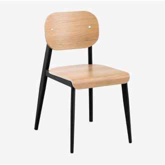 Sklum Sklum - Pack De 2 Sillas De Comedor En Chapa De Roble Y Hierro And