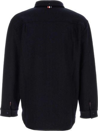 Thom Browne Mens Button Shirt Navy Cotton Wool