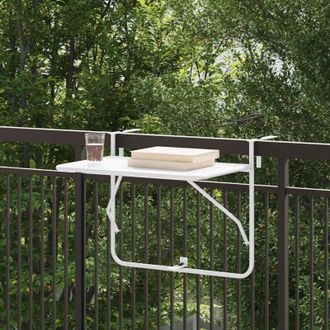 vidaXL Tavolo Appeso da Balcone Bianco 60 x 39 x 65 cm Acciaio - Vidaxl