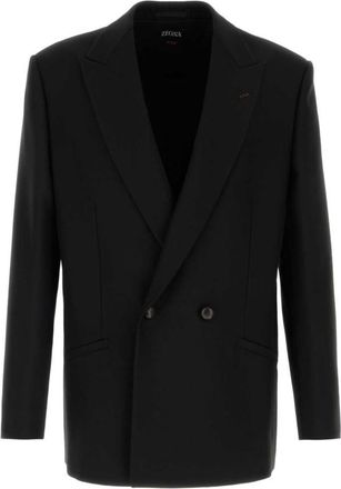 Ermenegildo Zegna Black Peaked Lapel Blazer