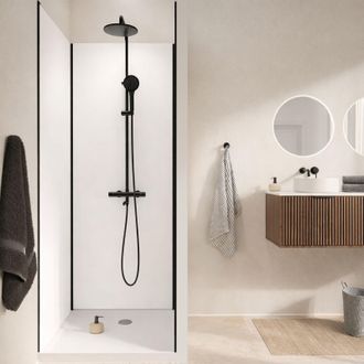 Aurlane Pack 3 Paneles Murales Aluminio Blanco 80x210 Y Perfiles Negros Wallit