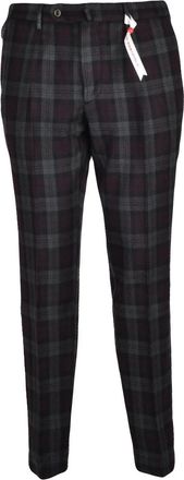 Santaniello Green Virgin Wool Plaid Pants