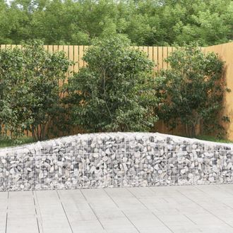 Berkfield Home Arched Gabion Baskets 2 pcs 400x50x40/60 cm Galvanised Iron in Silver