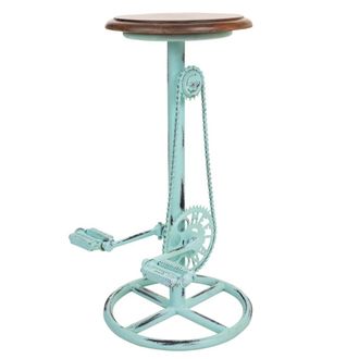 Wanderlust Deco Taburete de madera y metal lacado turquesa 40x40x73h cn