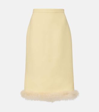 Valentino Crepe Couture feather-trimmed pencil skirt