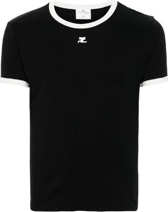 Courr&egrave;ges Zwart Katoenen Jersey T-shirt - Heren - T-shirts - Zwart - L - Katoen - Tops