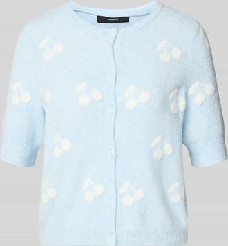 Vero Moda Slim Fit Strickjacke mit Intarsien Modell DOFFY INTARSIA in Hellblau, Gr&ouml;&szlig;e XS