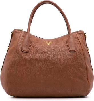 Prada Pre-owned Tote Bags, female, Brown, Size: ONE SIZE Pre-owned Leather Shoulder Bag