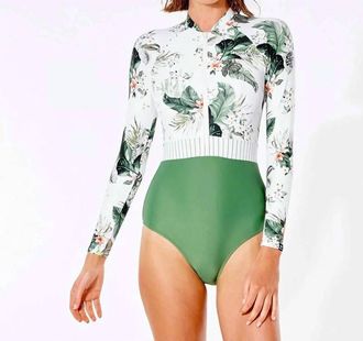 Rip Curl On The Coast Long Sleeve Surfsuit In Floral Green