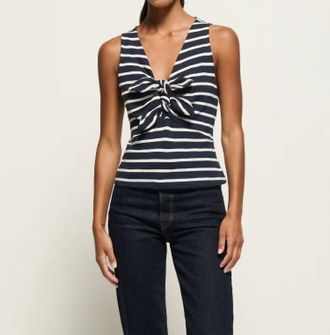 Nation Ltd Terri Tie Tank Top In Navy Playa Stripe