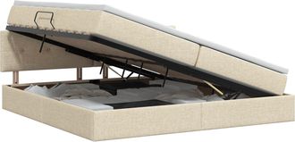 vidaXL Cama Con Almacenamiento Y Colch&oacute;n Crema 200 X 200 Cm Terciopelo Vidaxl