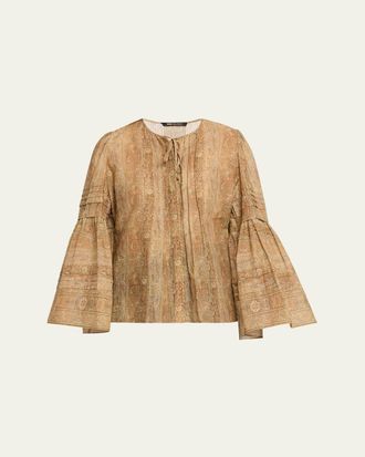 Kobi Halperin Joey Floral Flare-Sleeve Blouse