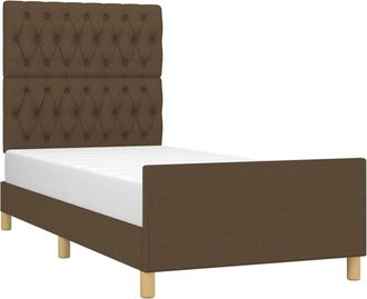 vidaXL Vidaxl - Estructura De Cama Sin Colch&oacute;n Tela Marr&oacute;n Oscuro 90x200 Cm