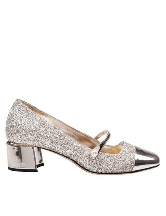 Jimmy Choo London Fabric Pumps With Fine Glitter