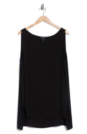 Eileen Fisher Bateau Neck Longline Silk Shell in Black at Nordstrom Rack, Size Xx-Large