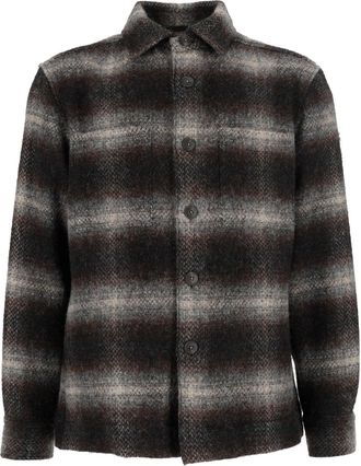 Xacus Gradient Plaid Virgin Wool Shirt-Jacket
