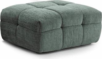 Oviala Puf de madera y poli&eacute;ster acolchado verde