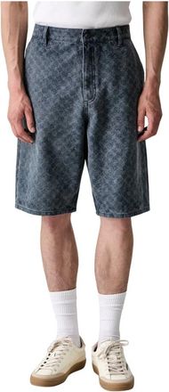 Daily Paper Clothing Washed Monogram Woven Shorts - Heren - Denim shorts - Blauw - L - Katoen - Korte Broeken