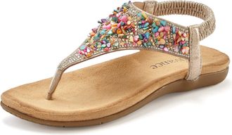 Vivance Sandale »Sommerschuh« Zehentrenner Sandale mit Schmucksteinen VEGAN