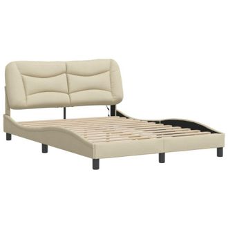 vidaXL Estructura De Cama Con Led Sin Colch&oacute;n Hvar Tela Color Crema 140x190 Cm Vidaxl