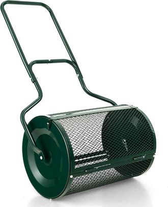 Costway Costway - Esparcidor De C&eacute;sped Y Jard&iacute;n 75 L, Esparcidor De Turba, Musgo, Abono Con Pestillos Laterales Mejorados Y Mango En Forma De U, Malla Met&aacute;lic