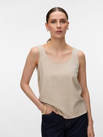 Vero Moda Blusenshirt VERO MODA VMMYMILO S/L TOP WVN GA, Damen, Gr. XS, silber lining, Jersey, Obermaterial: 55% Viskose, 45% Leinen, unifarben, regular fit kur