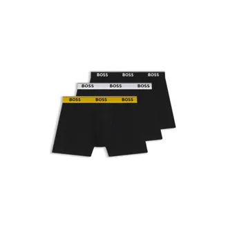BOSS Three-pack of stretch-cotton boxer briefs with logo waistband