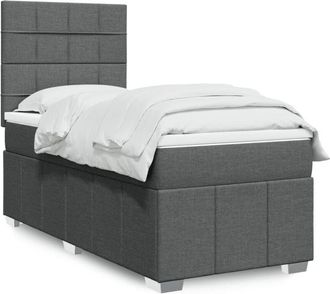 vidaXL Cama Box Spring Con Colch&oacute;n Tela Gris Oscuro 80x200 Cm Vidaxl