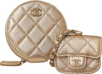 Chanel Beige Leather Coin Purse/Coin Case (Pre-Owned)