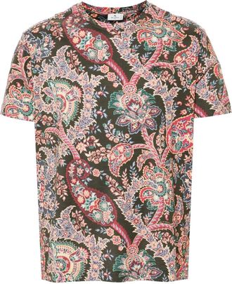 Etro paisley-print T-shirt - men - Cotton - XXXL - Green