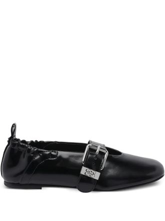 Ganni Sue buckle-detail ballet flats - Black