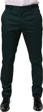 Dolce & Gabbana Dress Pants - Heren - Slim Fit Broeken - Groen - S - Katoen - Broeken