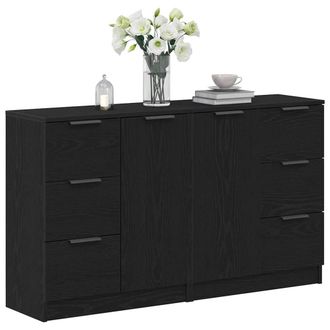 Berkfield Home Sideboards 2 pcs Black Oak 60x30x70 cm Engineered Wood | Size: 60 x 30 x 70 cm