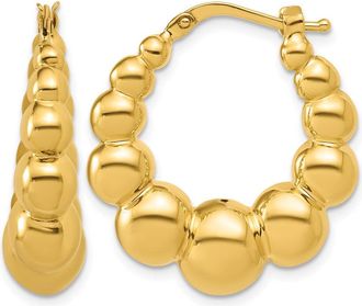 Diamond2Deal 14K Yellow Gold Beaded C-Hoop Earrings