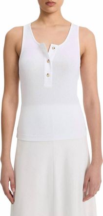 Vince Pima Cotton Henley Tank In Optic White