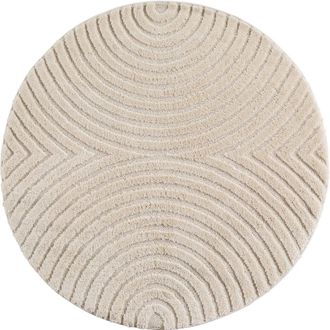 Nazar Rugs Teppich mit geometrischem Relief creme-rund D80 cm