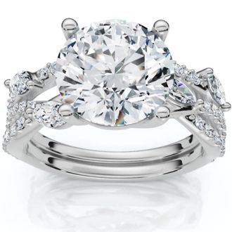 Pompeii3 Certified 3 5/8Ct Diamond Engagement Wedding Ring Set 14k Gold Lab Grown