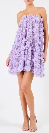 Helsi Bianca Floral Appliqu&eacute; Strapless Babydoll Minidress in Lavender at Nordstrom, Size X-Small