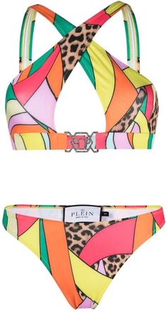 Philipp Plein crossover-strap bikini set - women - Polyester - S - Red