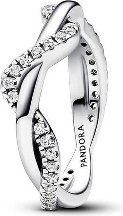Pandora Sparkling Intertwined Wave Ring