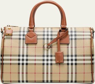 Burberry Check Large Bowling Top-Handle Bag