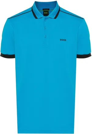 BOSS logo-print piqué polo shirt - men - Cotton - S - Blue