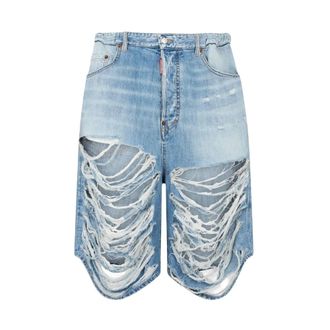 Dsquared2 Destroyed Denim Shorts - male - Dsquared2 - Denim Shorts - Blue - XL - Shorts