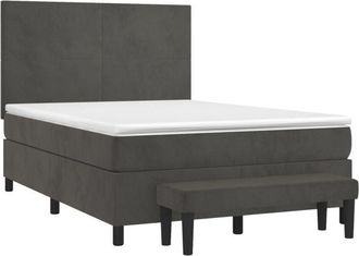 vidaXL Cama Box Spring Con Colch&oacute;n Terciopelo Gris Oscuro 140x190 Cm Vidaxl