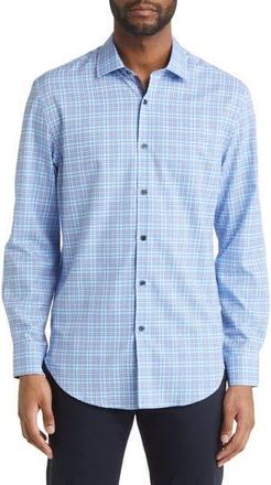 W.R.K Slim Fit Check Stretch Dress Shirt in Blue/Pink at Nordstrom Rack, Size 16.5
