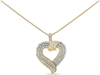 House of Brilliance Silver 1.00 Cttw Baguette Diamond Composite Open Heart Pendant Necklace in Yellow at Nordstrom