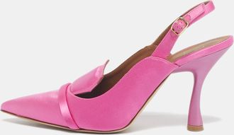 Malone Souliers Pink Satin Vero Cuoio Slingback Pumps